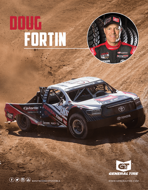 Doug Fortin, General Tire, Hero Card Design, Athlete Hero Card, Motorsports Posters, Bink Designs, Poster Printing