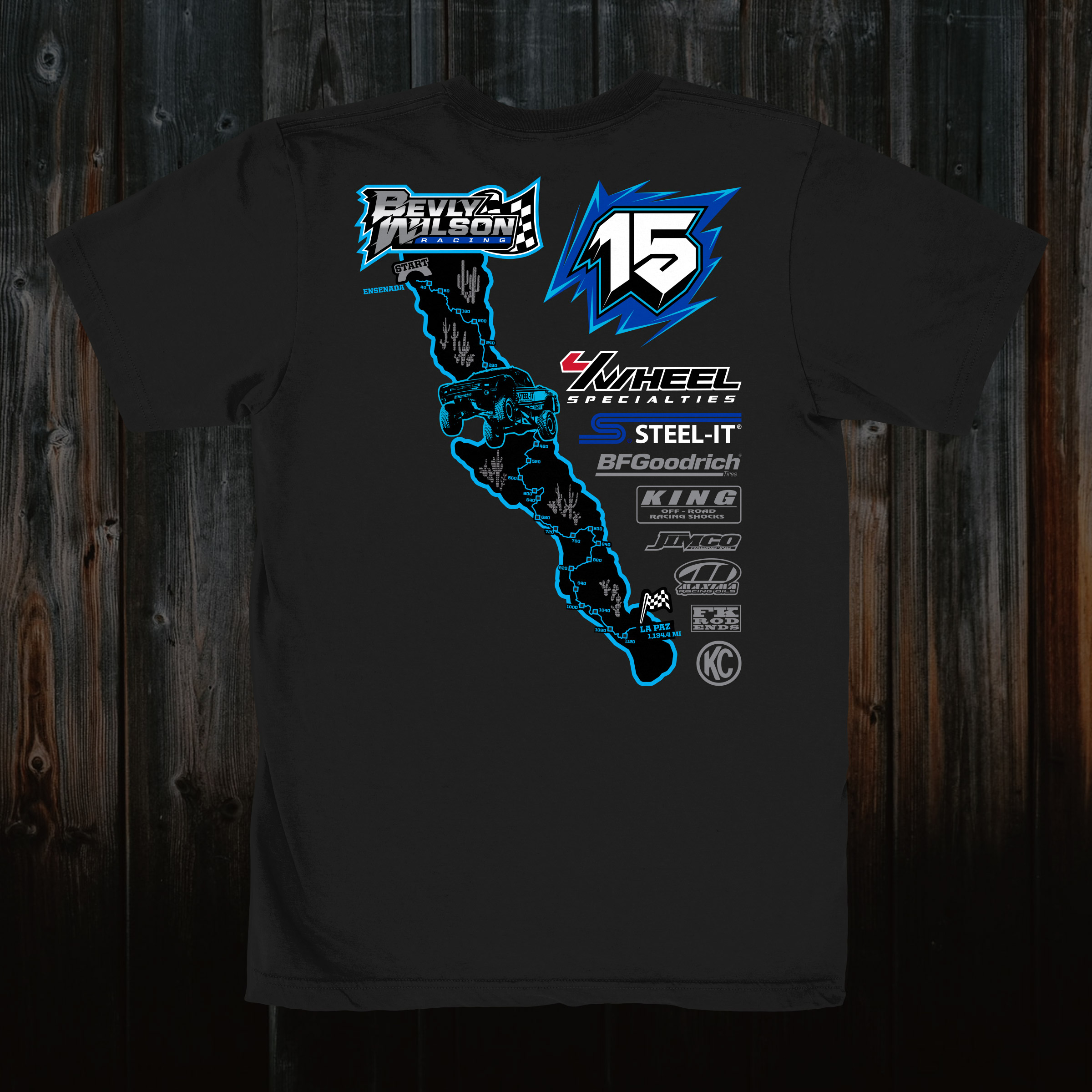 Bink Designs, Bevly Wilson Racing, T-Shirt Design, Baja 1000, STEEL-IT, 4Wheel Specialties, Race Shirts, Off Road Shirts