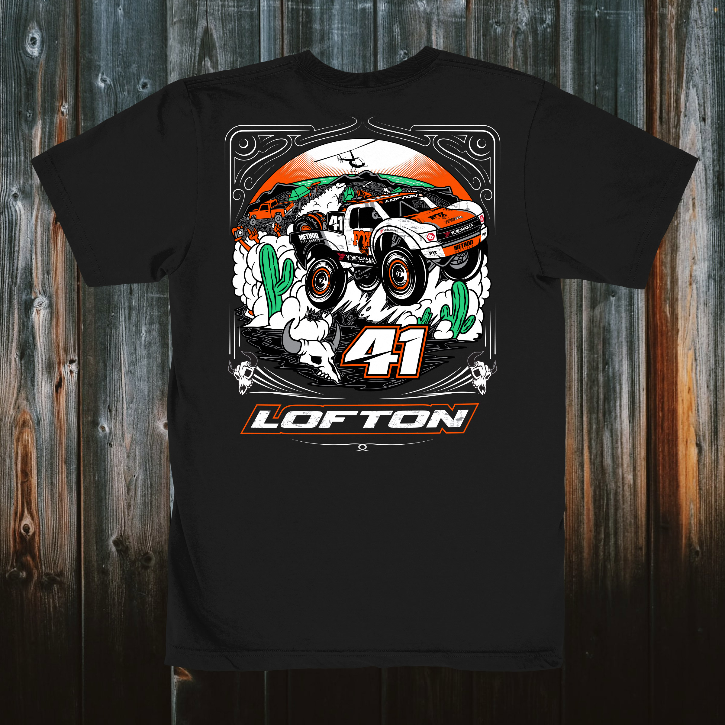 Bink Designs, Justin Lofton, Illustration, Cartoon Design, San Diego Screen Printing, FOX, Method Race Wheels, Off Road T-Shirt